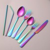 Gutuwellea 84 Pieces Mirror Rainbow Silverware Service for 12 Flatware