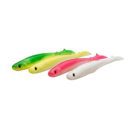 Savage Gear Slender Scoop Shad Mix – 4-Pack, Clear Water Fishing Lures, Ideal for Perch, Zander, Pike, Perfect for Freshwater Anglers, Smelt, Green Silver, Roach, Motor Oil Dark Water Mix 11 cm