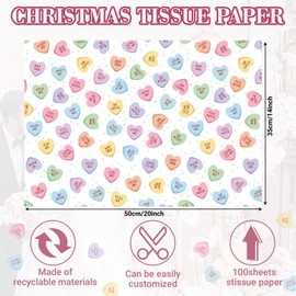 Sanixin 100 Sheets Conversation Heart Tissue Paper Colorful Heart Printed Tissue Paper for Gift Wrapping for Mother's Day Anniversary Wedding Party DIY Craft，20 * 14 Inches