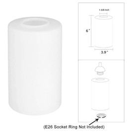 6-Pack White Frosted Glass Shade Covers, Elegant Glass Lamp Shade Replacements for Light Fixtures, 1-5/8-inch Fitter Cylinder Globe Glass Shades for Pendant Chandeliers Wall Sconces Bath Vanity Lights