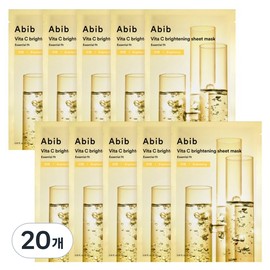 Aviv Abib Vita C Whitening Sheet Essential Fit Mask Pack, 1 Pack, 20 Pieces / 아비브 비타 씨 미백 시트 에센셜핏 마스크팩, 1개입, 20개