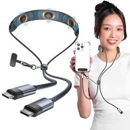 PonJel Neck Massager with USB C to USB C Cable, 100W Fast Charging Type C Charger Cord with Electric Massagers, 3 in 1 Braided USBC Phone Charger Cable with Massage and Phone Tether Tab for Cell Phone