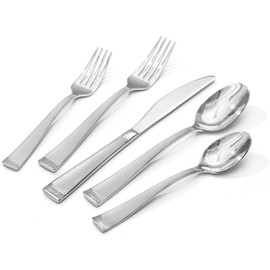 KINGSTONE Silverware Set, 60-Piece Flatware Set for 12, 18/10 Stainless Steel Cutlery Set with Bead Edge, Utensil for Kitchen, Home, Party, Wedding, Mirror Polished, Dishwasher Safe, Featured Gifts