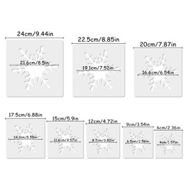 Snow Stencil, 8 PCS Different Size Snow Stencils, Snow Template Stencil, Large Snow Stencil for Spray Painting, Painting Template for Fabric Walls Arts Paper