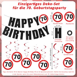 Affivia Traffic Sign Decoration 70th Birthday Man Woman, 70th Birthday Decoration, Happy Birthday 70th Garland, Streamers 70th Birthdays Woman Man Party Decoration, Birthday Decoration 70 Banners