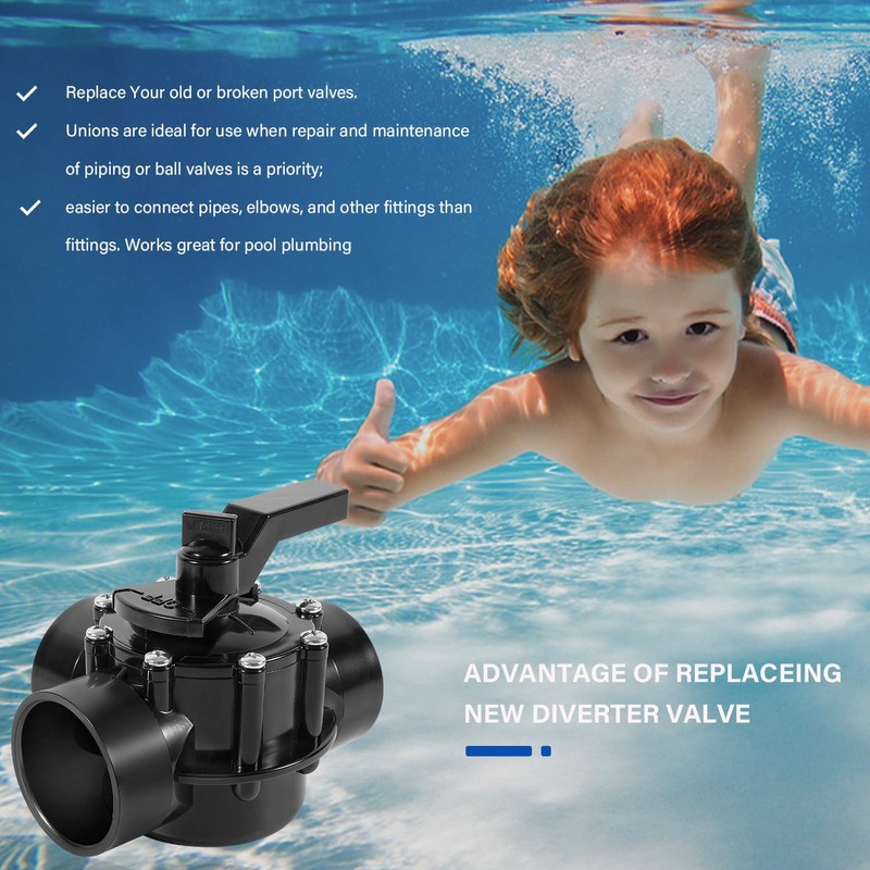 Bzsunway 3-Port 2" Diverter Valve with PVC Pipe Compatible with
