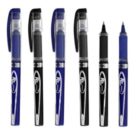 GEL pen Roller Elite Blue And Black Fine Point Set For Office Supplies, School Supplies ~ 3 Blue and 3 Black Roller Ball Pens With Comfort Grip For Students, Adults, Kids (0.7mm).