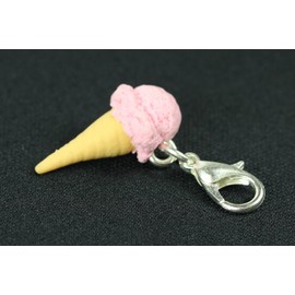 Miniblings Charm Strawberry Mint Strawberry Ice Cream Ice Cream Ice Cream Pink Waffle Kugeleis