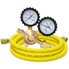 TIANLYLIN Nitrogen Regulator with 6.6Ft Hose, 0-600 PSI Delivery Pressure Equipment Brass, CGA580 Inlet Connection and 1/4" Male Flare Outlet Connection