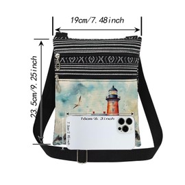 XiaoGalaee Lighthouse Print Messenger Bag Adjustable Shoulder Strap for Adult Sisters Teens Birthday Holiday Gift Travel Crossbody Bag Lighthouse Lovers Gift