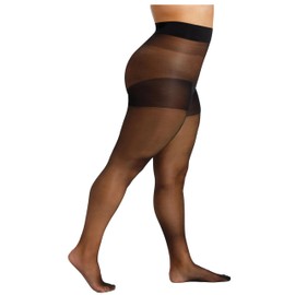 Camano Women's Tights 20 Denier Curvy Large Sizes Tear-Resistant Satin Matte Extra Wide Comfort Waistband Pressure-Free 3D Ringless Reinforced Foot Pack of 1, black