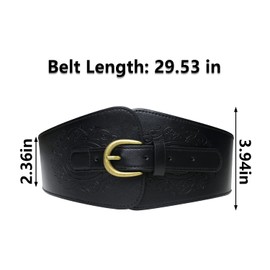 Namzi Black Corset Belt for Women, Thick Wide Belts for Women Dresses, Ladies Belts, Womens Belts for Dress, Wide Leather Belts, Waist Cincher Belt, Pirate Corset Women, Vintage Wide Faux Totem
