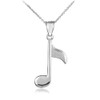925 Sterling Silver Eighth Note Pendant Necklace, 20"