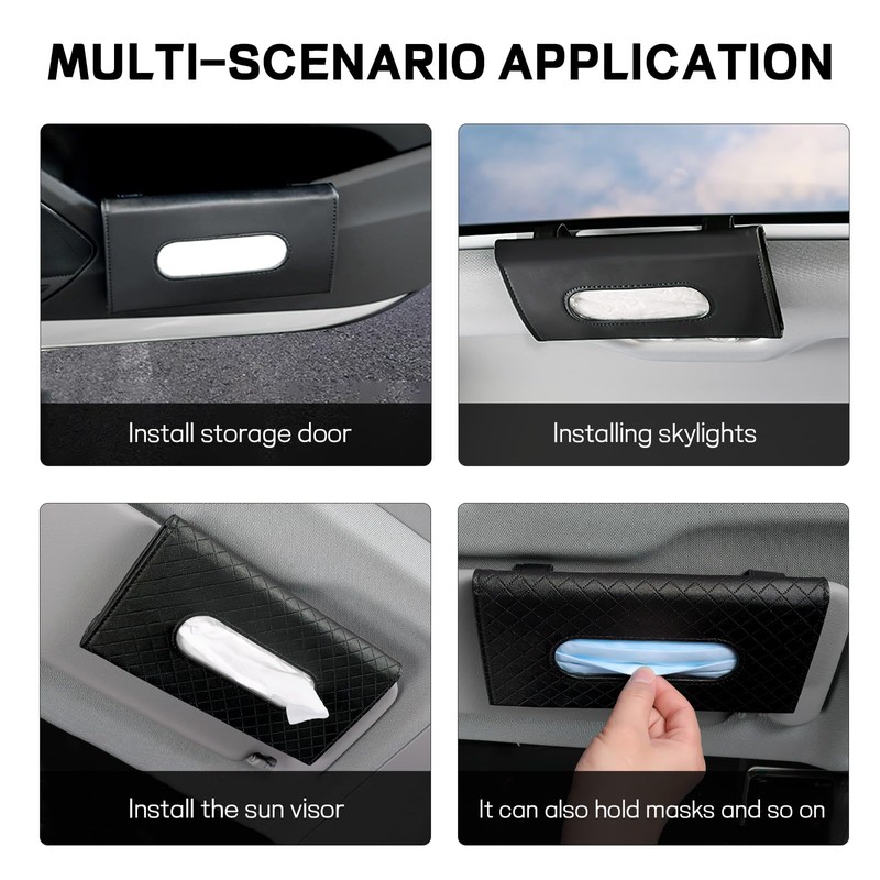 Hbxdeco Car Tissue Holder, Leather Tissue Holder for Car Sun