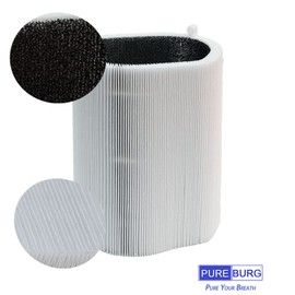 PUREBURG 2-Pack Replacement True HEPA with Particle and Activated Carbon Filters Compatible with Blueair Blue Pure 411/411+ / 3210 Air Purifiers