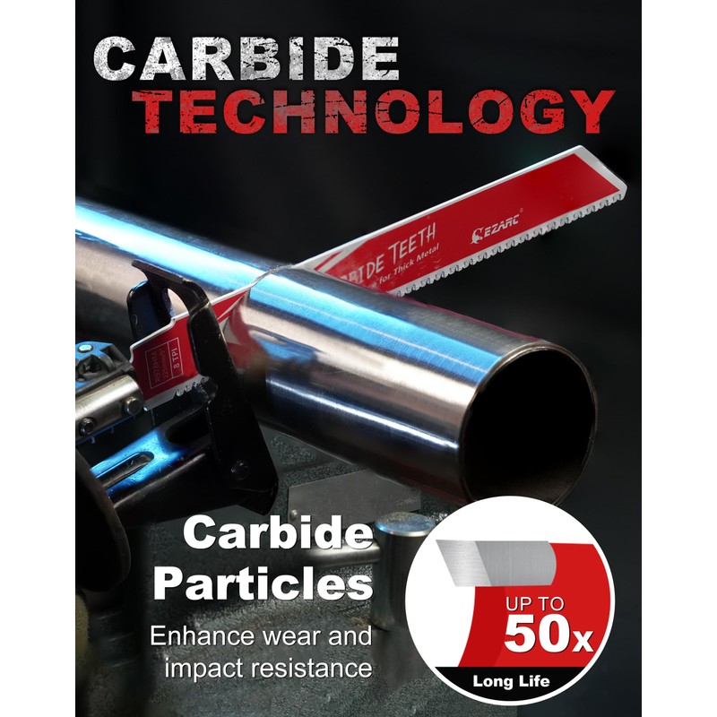EZARC Carbide Reciprocating Saw Blade R978HM Endurance for Thick Metal,