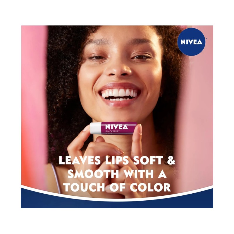 NIVEA Blackberry Lip Care, Tinted Lip Balm with Shea Butter,