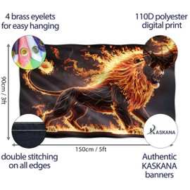 Lion Flag – Large Funny Flag – 110D Polyester – Double stitched – 4 brass grommets, large 90x150 cm (5 x 3 feet)