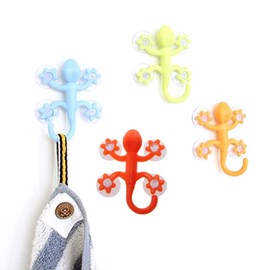 Gecko Hooks Powerful Four Suction Cups Hook Wall Hanger Decoration Bathroom Cartoon Hook for Bathroom and