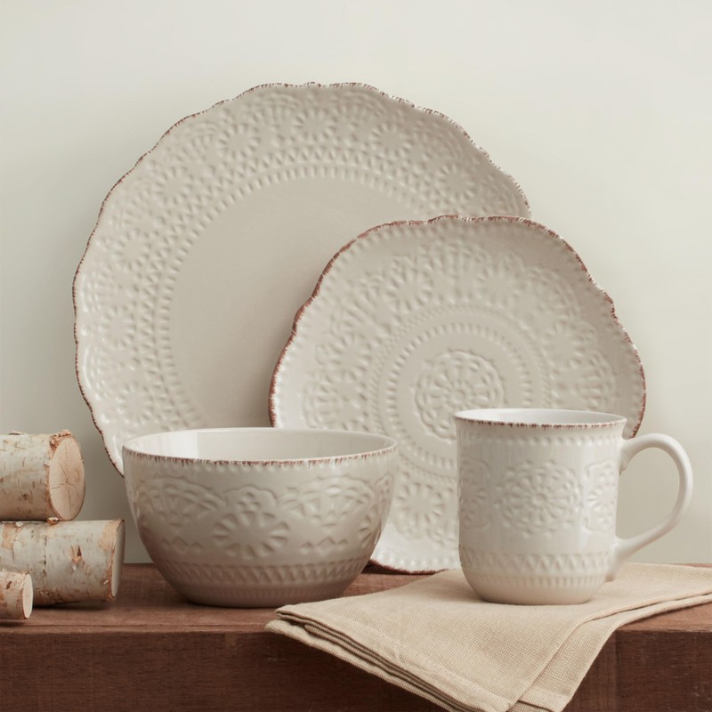 Pfaltzgraff Chateau Cream 16-Piece Stoneware Dinnerware Set, Service for 4,