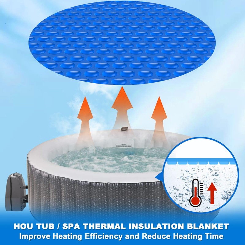 Kestnsee Hot Tub Spa Solar Bubble Cover Blanket for Round
