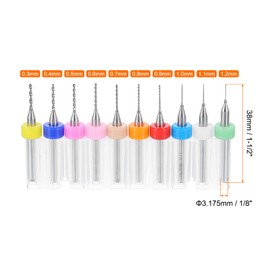 HARFINGTON 10pcs PCB Drill Bit Set 1/8" Shank 0.3mm-1.2mm Tungsten Carbide Micro Twist Drill Bits Tools for Print Circuit Board Jewelry Plastic Wood Soft Metal