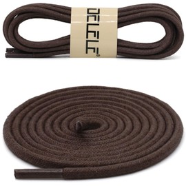 DELELE Round Cotton Waxed Shoelaces: 7/50 Inches Dark Brown Dress Shoe Laces for Boot 2 Pair 24 inch