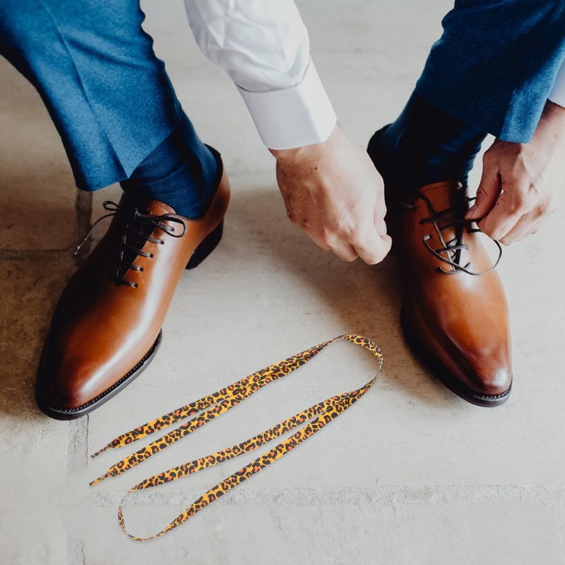 2 Pairs Leopard Shoelaces, Flat Polyester Laces, Creative Design for