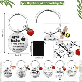 DPKOW Teacher Appreciation Gifts Thank You Teachers Cards Keyrings, Best Teacher Gift for Women Men, Thank You Gifts for Teacher End of The Year, Christmas Graduation Gift School Retirement