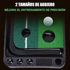 Tapete de Golf, Práctica de Putting de Golf de 3 m, Tapete de Putt de Doble Pista Compacto Portátil con Sistema de Retorno de Bola, Adecuado para Entr