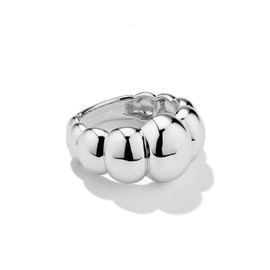 NOKMIT Silver Chunky Dome Rings for Women Cute Puffy Statement Band Bold Gold Silver Tone Croissant Ring High Polished Smooth Comfort Fit Size 5-10 (Silver, 6)