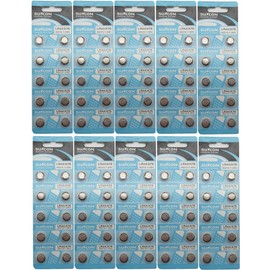SUNCOM (100 pcs) AG13 Alkaline 1.5V Button Cell Battery Single Use LR44 A76 G13R S76E MS76H MS76 Watch Toys Remotes Cameras