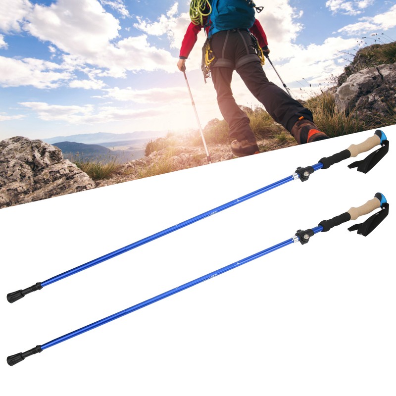2pcs Foldable Hiking Poles Set Outdoor Walking Climbing Alpenstocks Collapsible