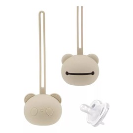 Estuche para Guardar Chupones con cara de oso Caja Protectora Portátil Antipérdida para Bebés y Niños Mantiene los Chupones Limpios y Seguros Ideal para Viajes y Uso Diario, porta chupon de silicona