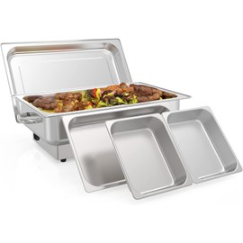 Takywep Electric Chafing Dish for Buffet,Food Warmer and Servers,9QT Rectangular Buffet Set Stainless Steel with 1 Full-Size Pan & 2 Half-Size Pan, Temperature Control Display for Parties, Catering