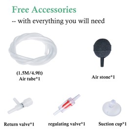 FEDOUR Aquarium Air Pump,1 Outlet Whisper Adjustable Fish Tank Aerator, Quiet Oxygen Pump with Accessories (Single Outlet)