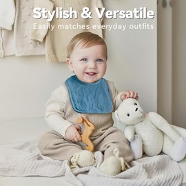 Wrrernsin Muslin Baby Bibs for Unisex Boys Girls, Cotton Drool Bibs, Adjustable Newborn Bibs for Drooling and Teething