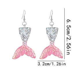 CHUNYANAN Unique Elegant Colorful Princess Mermaid Dangle Drop Earrings for Women Lovely Temperament Sparkly Bohemian Earrings Jewelry Gift (10 Fishtail earrings)