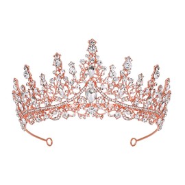 Schmoopy Tiara Crown for Women, Hair Accessories for Party Wedding (2#Rose)