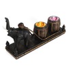 AeraVida Grand Asian Elephant Carved Rain Tree Wooden Tealight Candle