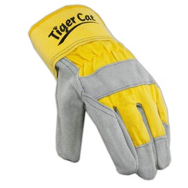 Galeton Tiger Cat Premium Leather Palm Gloves Safety Cuff Yellow 12 Pack 2112, Large (2112-L)