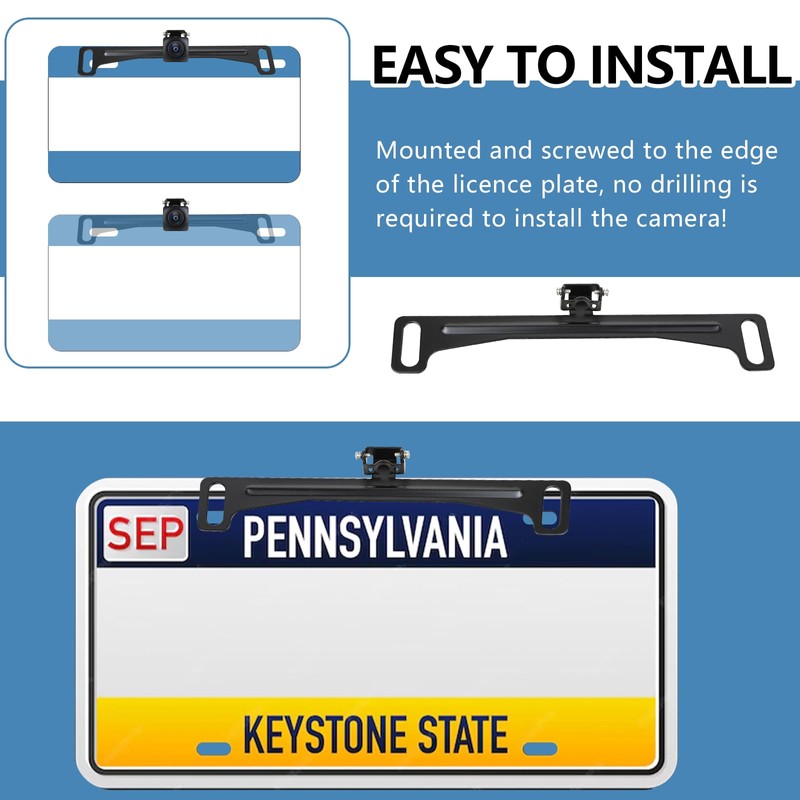 wuyaoyao Universal Car Rear View Camera License Plate Bracket, Metal