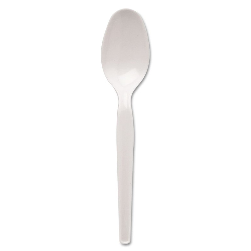 Dixie TH207 Plastic Cutlery, Heavyweight Teaspoons, White, 100/Box