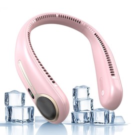 Kinhowly Portable Neck Fan,Personal Hands Free Bladeless Fan,360° Cooling Fan,LED Display,4-Speeds,6000mAh Rechargeable Quick,Long Use Time,Wearable Fan,Birthday Gifts for Men Women Dad Mom (Pink)