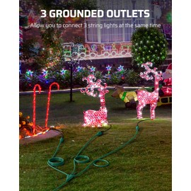 DEWENWILS 25Ft Outdoor Extension Cord Multiple Outlets, Evenly Spaced 3 Outlets Plugs with Safety Cover, 16/3 SJTW Weatherproof Wire for Outdoor String Lights and Holiday Decorations | DEWENWILS