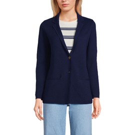 Lands' End Womens FG Ctn Btn Front Blazer Sweater Deep Sea Navy Regular Small