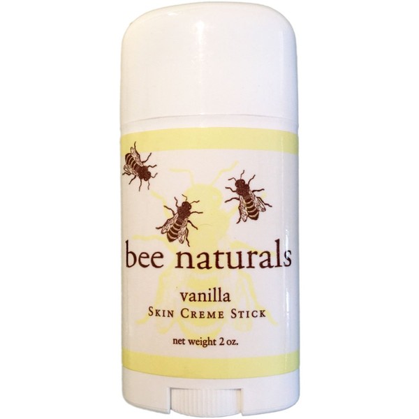 Bee Naturals Skin Cream Stick - Twist up Tube - Solid Form Hand Lotion - Purse Size Travel Container - Smooth, Soothe and Soften Your Hands (Vanilla)