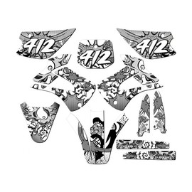 2001-2013 w/UFO FENDERS KX 85 Zany White Senge Graphics Complete Kit with Rider I.D. Compatible with Kawasaki