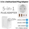 Travel adapter, adapter Switzerland Germany, 5 in 1 travel adapter,