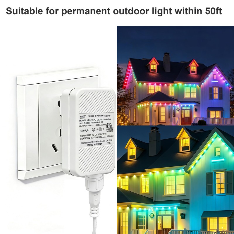 Class 2 Power Supply for Permanent Outdoor Lights, 24V 1.5A